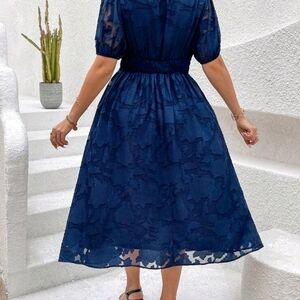 Elegant Navy Blue Lace Dress